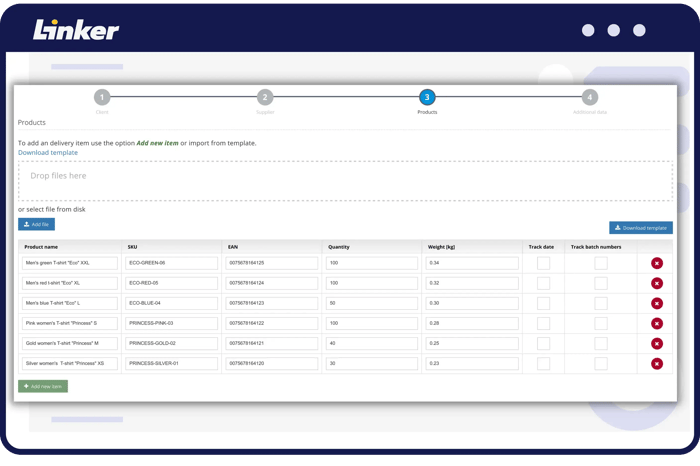 OMS system: Inbound logistics