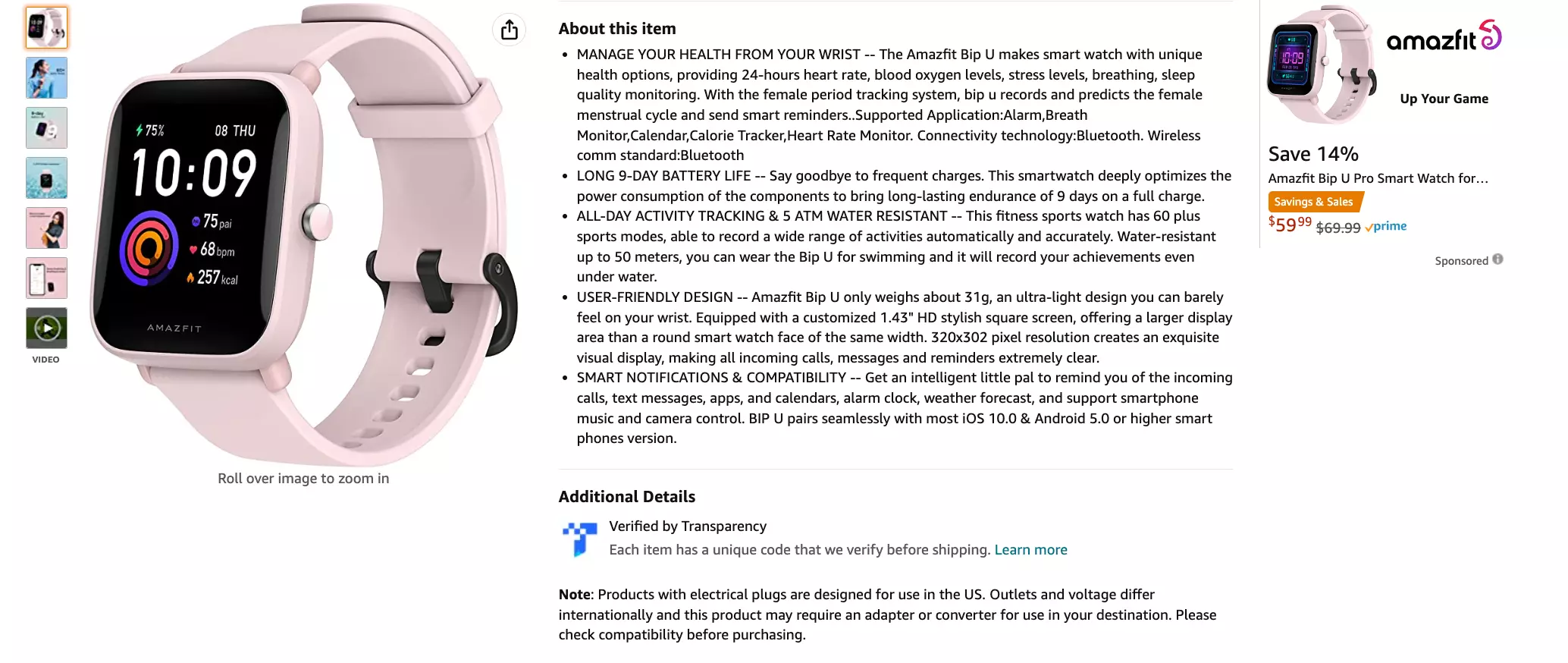 Example of great product description relying on bullet points.