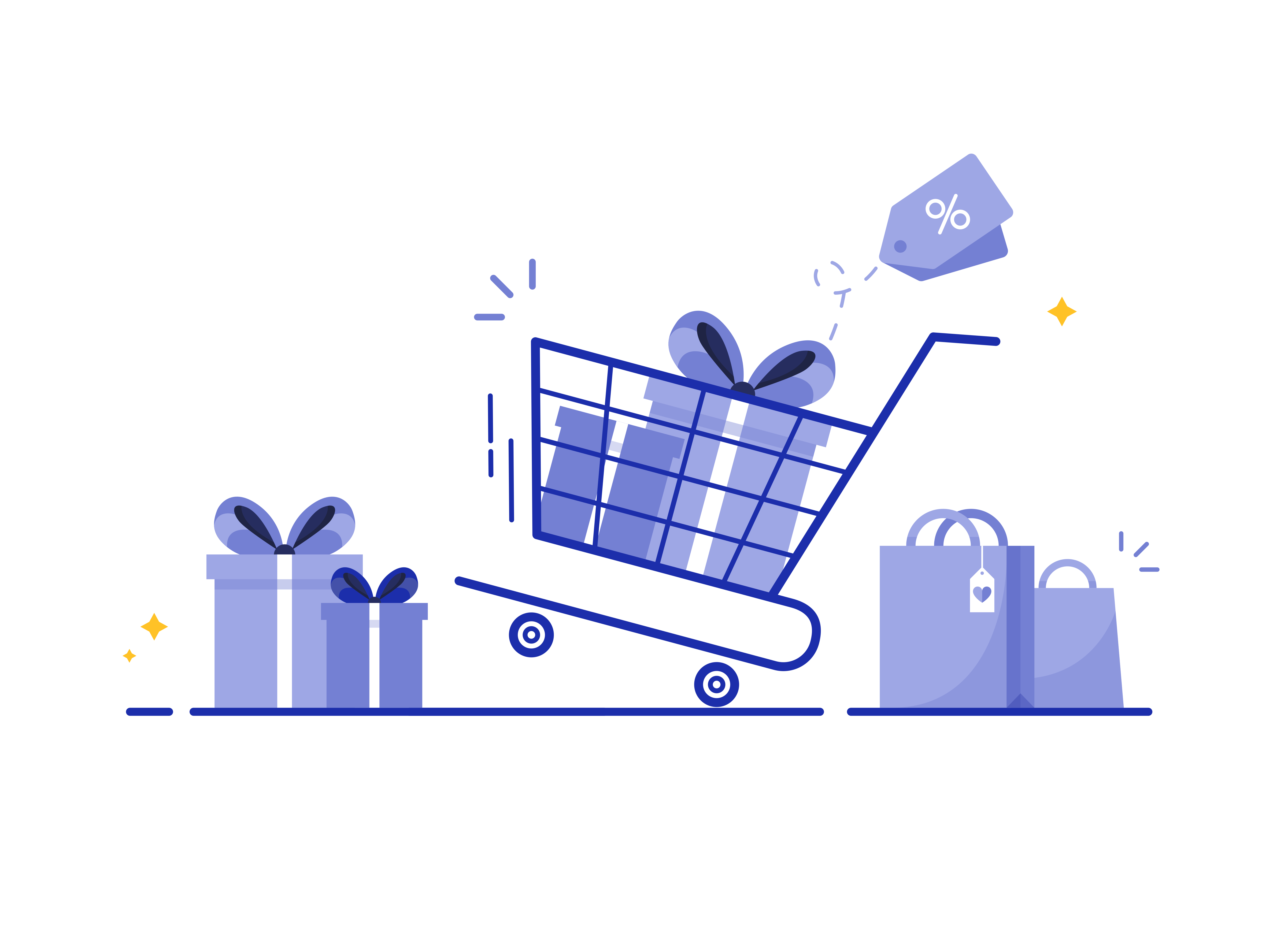 Illustration of online shopping - trolley.