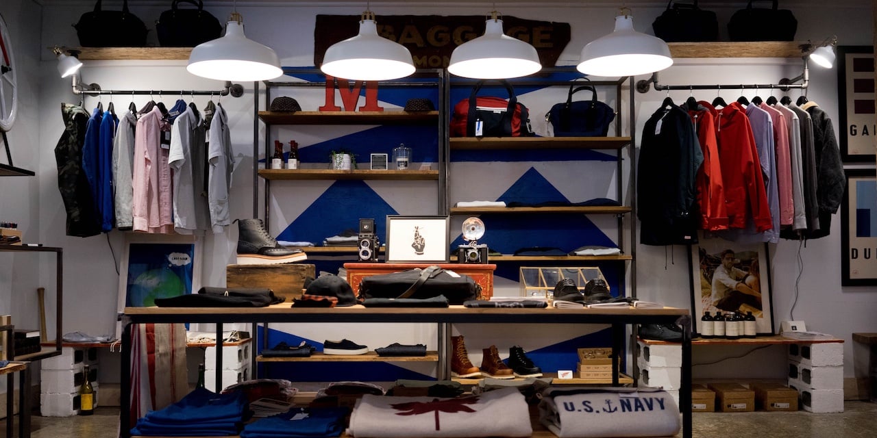 BOPIS: interior of a stationary clothes shop.